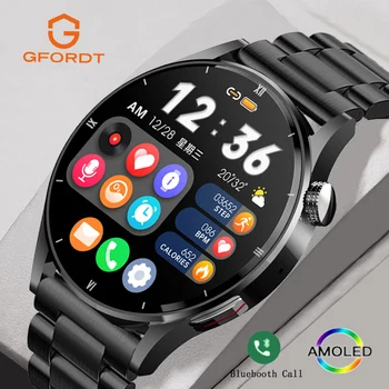 GFORDT 2023 НОВЫЕ Смарт-часы С Bluetooth-Вызовом Для Мужчин, AMOLED HD Экран, Спортивный Фитнес, Фитнес-браслет, Часы Для Здоровья, Мужские Умные Часы
