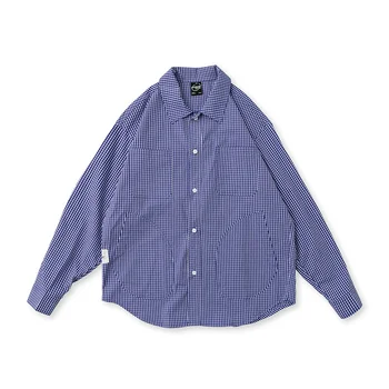 Harajuku, Японская клетчатая рубашка с длинным рукавом, Мужская Мода Young Cityboy, Свободный Повседневный отворот, Мужская Уличная одежда оверсайз в стиле хип-хоп