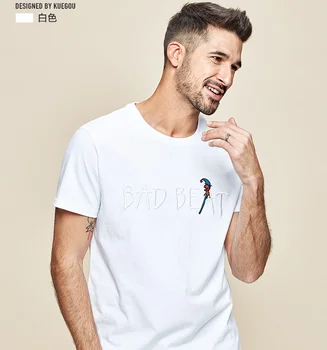 J0813 Мужская футболка с коротким рукавом, мужская хлопковая футболка с круглым вырезом и буквенной вышивкой, с коротким рукавом.
