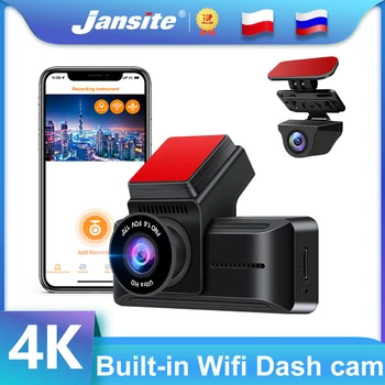Jansite Dash cam 4K Мини Автомобильный видеорегистратор 2160P + 1080P Фронтальная камера С Двумя Объективами Dashcam Регистратор Замедленного действия Видео Sony IMX307 24-часовая Запись