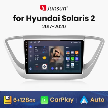 Junsun V1 AI Voice Wireless CarPlay Android Авторадио для Hyundai Solaris 2 Verna 2017-2020 4G Автомобильный Мультимедийный GPS 2din