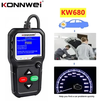 KONNWEI KW680 Автомобильный Диагностический Инструмент OBD2 Сканер OBD Автоматическая Диагностика Четкая Ошибка Неисправности Мониторинг Напряжения Батареи KW680S В режиме реального времени