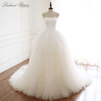 Lceland Poppy Элегантные свадебные платья из тюля трапециевидной формы без бретелек, без рукавов, длиной до пола, с многоуровневым шлейфом, свадебное платье