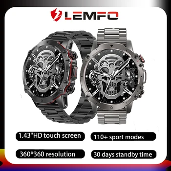 LEMFO Смарт-часы Для Мужчин И Женщин Bluetooth Call Smartwatch 2023 110 + Спортивных Режимов IP67 Водонепроницаемый 1,43 Дюймов 400 мАч Большой Аккумулятор