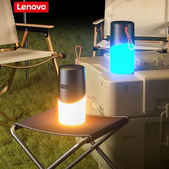 Lenovo 2023 Новый наружный динамик Bluetooth, водонепроницаемый с RGB подсветкой, Портативные маленькие колонки, большой звук, освещение атмосферы кемпинга.