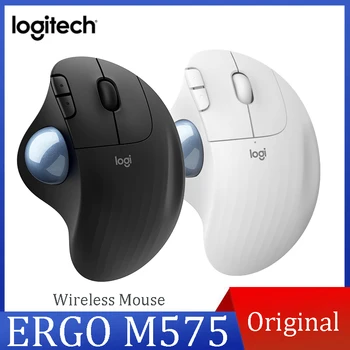 Logitech ERGO M575 Беспроводная трекбольная эргономичная мышь с 5 кнопками, беспроводные мыши 2,4 ГГц для офисного рисования, компьютерные аксессуары