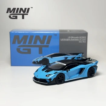 MINIGT 1: 64 ФУНТА Silhouette WORKS Aventador GT EVO Модель автомобиля из голубого сплава MGT494