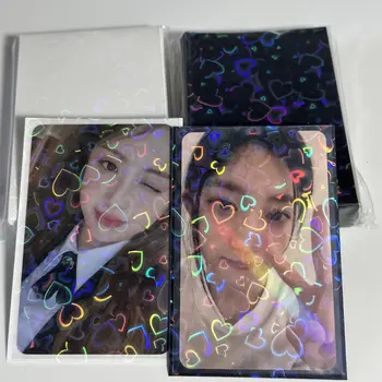 MINKYS Glittery Love Heart 50 шт./упак. 61 мм * 91 мм Kpop Toploader Card Рукава Для фотокарточек Idol Photo Cards Защитная Сумка Для Хранения