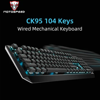 Motospeed CK95 104 клавиши проводной игровой механической клавиатуры, механические синие переключатели, 9 видов синих светодиодных световых эффектов, колпачок для ключей из АБС-пластика