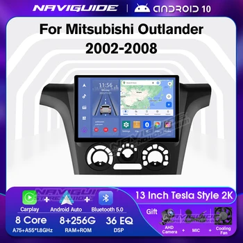 NAVIGUIDE 13 дюймов 8G + 256G Автомобильное Радио Для Mitsubishi Outlander 1 2002-2008 Авто Мультимедийный Стереоплеер GPS Навигация 1920*1200P