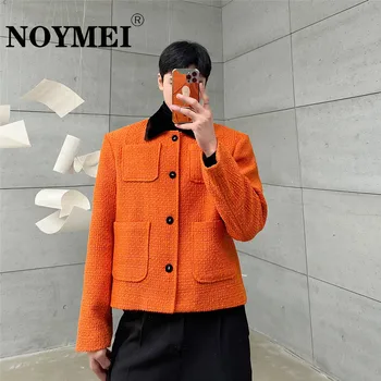 NOYMEI Personality Оранжевый Костюм С Отложным воротником, Пальто В Классическом Корейском Стиле, Модный Темпераментный Однобортный Блейзер Для Мужчин WA802