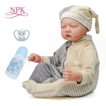 NPK 55 СМ Ручной Рисунок Волос Реалистичное Мягкое Тело Bebe Doll Reborn Baby Sleeping В Натуральную Величину Новорожденная кукла Гибкий 3D Тон Кожи