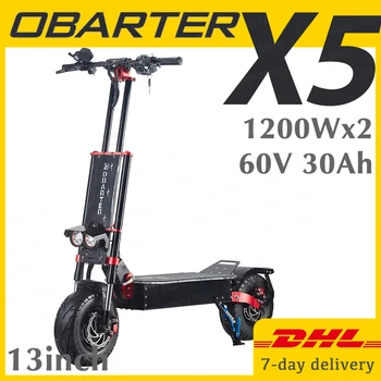 OBARTER X5 1200 Вт * 2 60V30Ah 13-дюймовый Электрический Скутер Для взрослых E-scooter 95 км/ ч E-Scooter Двухколесный Гидравлический Амортизатор