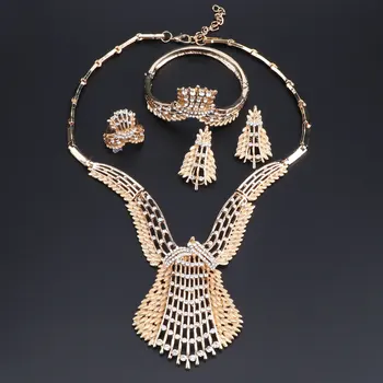 OEOEOS Наборы ювелирных изделий для женщин, Модные Африканские бусы, ожерелье, Нигерийский свадебный костюм Золотого цвета, Дубайские наборы ювелирных изделий