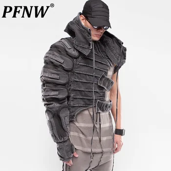 PFNW Весна Осень Новая мужская мода Pioneer Techwear Куртки с капюшоном High Street Handdsome хлопчатобумажное пальто для отдыха нерегулярной формы 12Z1073