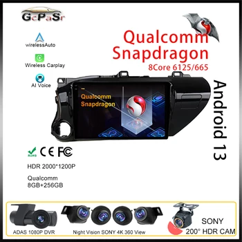 Qualcomm Для Toyota Hilux LHD Pick UP AN120 2015-2018 Мультимедийный Автомобильный плеер Авторадио GPS Видеонавигация QLED BT Без 2din DVD