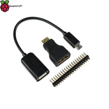 Raspberry Pi Zero W Комплект Адаптеров 3 в 1 Mini HDMI-HDMI Адаптер Micro USB-USB Кабель GPIO Header для Беспроводной сети RPI0 RPI Zero