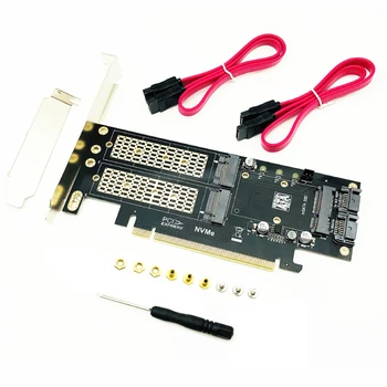 Riser Card M2 NVMe SSD NGFF к PCIE 3,0x16 Адаптер для поддержки майнинга Chia M Key NVME SSD B Key M.2 SATA SSD mSATA 3в1 Адаптер