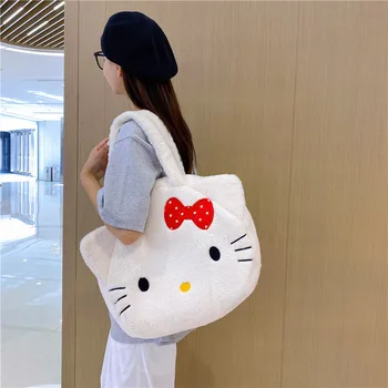 Sanrio Hello Kitty Japanese Ins Милая плюшевая дорожная сумка большой емкости Женская сумка студенческая сумка для покупок Сумка через плечо