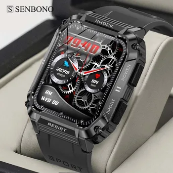 SENBONO 2023 Новые мужские умные часы с большим 1,95-дюймовым экраном и Bluetooth-набором номера, спортивные водонепроницаемые умные часы на заказ для мужчин и женщин