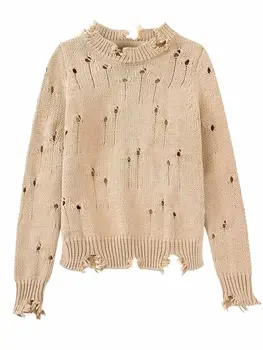 SLMD 2023 Новый Весенний Женский Стильный Вязаный свитер с дырками, женский Повседневный