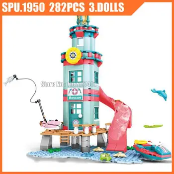 Sy6573 282 шт. спасательная вышка для девочек на пляже, морская рыбалка с легкими строительными блоками, игрушечный кирпич