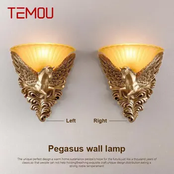 TEMOU Современный внутренний настенный светильник LED Gold Креативный дизайн в виде лошади, бра из смолы для дома, гостиной, спальни, декора