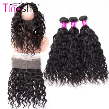 Tinashe Hair 360 Кружева Фронтальная С 2-3 Пучками Remy Бразильские Волосы Плетение Пучков С Закрытием Водяная Волна Пучки С Фронтальной