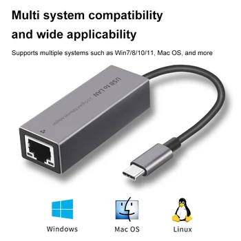 USB Ethernet Адаптер USB3.0/2.0 100/1000 Мбит/с Конвертер USB Type C в Сетевую карту RJ45 Проводной Ethernet Lan Адаптер для ПК Ноутбука