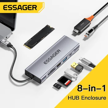USB-концентратор 8 в 1 с функцией хранения дисков, совместимый с USB Type-c и HDMI, для док-станции для ноутбука Macbook Pro Air M1 M2