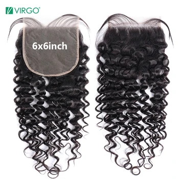 Virgo 4X4 5x5 6X6 Кружевная застежка, свободная часть, вьющаяся застежка, человеческие волосы, волосы Remy, обесцвеченные узлы с волосами младенца