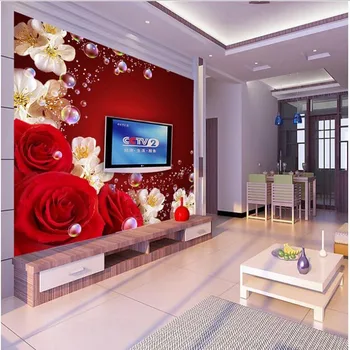 wellyu Custom большая фреска красная эстетика фантазия роза ТВ фон для спальни нетканые обои papel de parede para quarto
