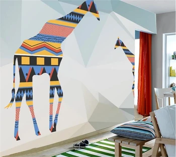 wellyu Пользовательские обои papel de parede Минималистичный абстрактный геометрический жираф ТВ фон стены papel de parede 3d behang