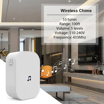Wifi Беспроводной Дверной Звонок Внутренний Перезвон 100 ДБ 433 МГц Водонепроницаемое Дверное Кольцо Перезвон Приемник Дверного Звонка Ding Dong Tuya Smart life home