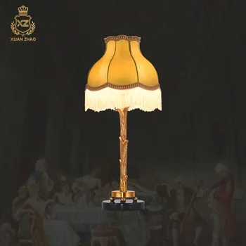 XUANZHAO Французская Медная настольная лампа для гостиной в европейском ретро стиле, прикроватная тумбочка для спальни, Украшение виллы, Латунные Настольные лампы