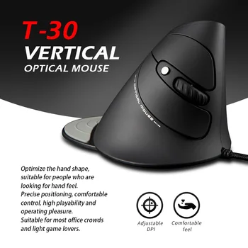 ZELOTES T-30 Проводная Оптическая Мышь Вертикальная Мышь 6 Клавиш USB Проводная Игровая Мышь Эргономичные Мыши с разрешением 3200 точек на дюйм для Портативных ПК