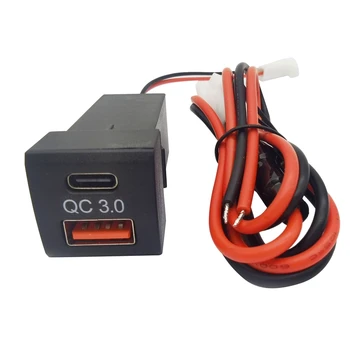 Автомобильное зарядное устройство с двумя USB-разъемами, адаптер PD Type-C для Toyota QC 3.0 Quick Charge
