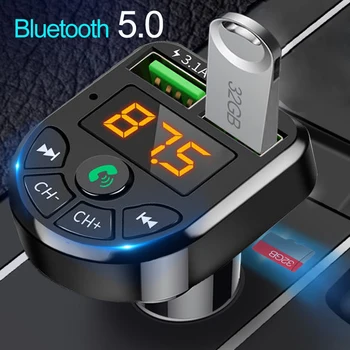 Автомобильный Bluetooth MP3-плеер 5.0 MP3-плеер Беспроводной аудиоприемник Двойной USB 3.1A Быстрое зарядное устройство FM для iPhone Xiaomi Samsung