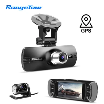 Автомобильный видеорегистратор Range Tour с двумя камерами, включая внешний GPS и G-сенсор Спереди 1080P + сзади 480P, видеорегистратор для вождения