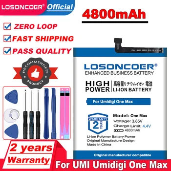 Аккумулятор LOSONCOER 3800 ~ 4800 мАч для UMI Umidigi One / One Max / One Pro Battery + бесплатные инструменты