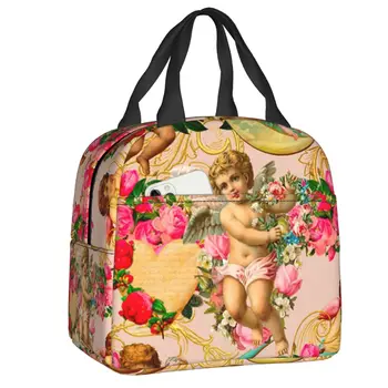Ангелы, богато украшенные мотивами барокко, изолированная сумка для ланча для женщин, термосумка-холодильник с винтажным рисунком, коробка для бенто, для кемпинга, путешествий