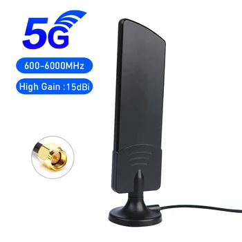 Антенна GSM 4G 5G Магнитное Основание С Высоким Коэффициентом Усиления 15dBi 600-6000 МГц Omni Wifi Антенна 2 Метра Кабель SMA Штекер для Маршрутизатора Модема