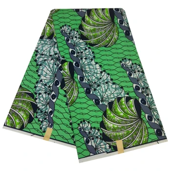 Африканская Полиэфирная Ткань Tela Estampadas Verdes С Восковым Принтом Для Женщин Полиэфирная Настоящая Восковая Африканская Ткань