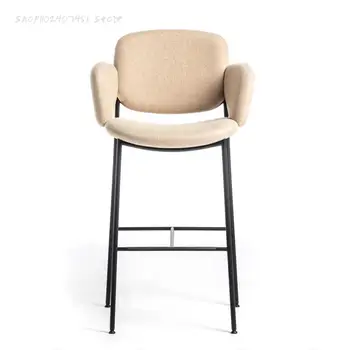 Барный стул Home Современный Простой кожаный островной стул, итальянский Дизайнерский барный стул на высоких ножках из нержавеющей стали класса люкс