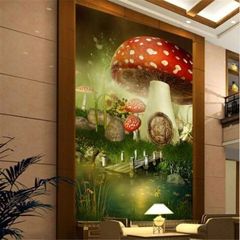 бейбехан Пользовательские обои 3d фреска сказочный мир гриб картина маслом крыльцо фон проход фреска papel de pared обои