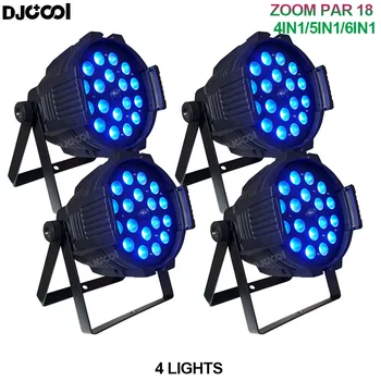 Бесплатная доставка 4x LED Zoom Wash Uplighting 18X12 Вт RGBW 4в1 Высококачественный Zoom LED Par Light RGBWAUV 6в1 Активированный Звуком Ночной Клуб