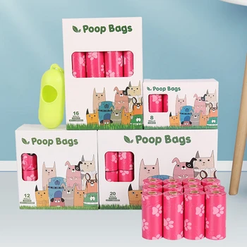 Биоразлагаемый мешок для собачьих какашек, герметичные Розовые пакеты для мусора и диспенсер для собак, экологически Чистый Мешок для уборки уличного мусора для домашних щенков