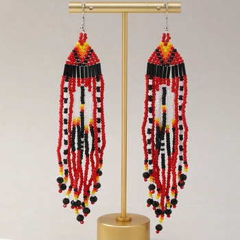 Богемные шикарные плетеные серьги-капли из бисера в мексиканском стиле, красочные серьги для отдыха, идеально подходящие для женской моды и путешествий
