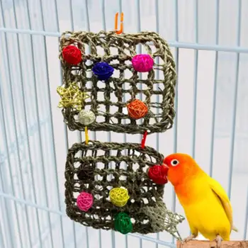 Большие средние игрушки для жевания попугаев, подвесные из ротанга для лазания птиц