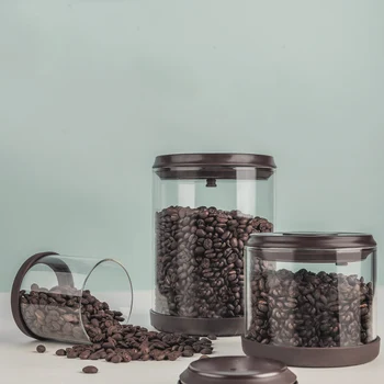 Бутылки для хранения кофейных зерен, Креативный Влагостойкий герметичный стеклянный резервуар, контейнер для пищевых зерен, банка для хранения с выпускным клапаном